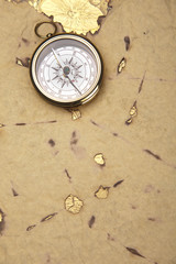 Fototapeta na wymiar Old style compass and paper background