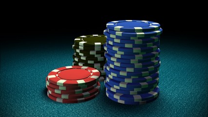 Casino chips blue table