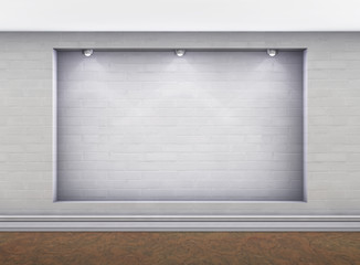3d empty niche with spotlights for exhibit in the gallery