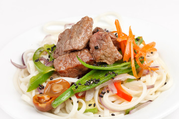 meat with vegetables and noodles