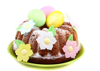 Easter cake decorated with flowers.