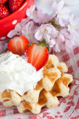 Waffle with strawberries
