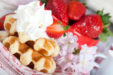 Waffle with strawberries