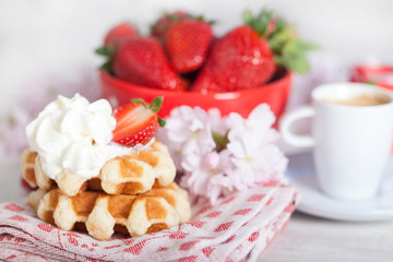 Obraz na płótnie Canvas Waffle with strawberries