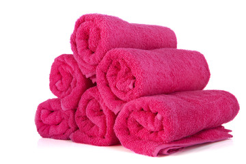 Rolled pink towels