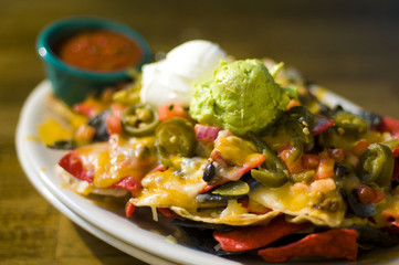 Nachos with cheese and guacamole