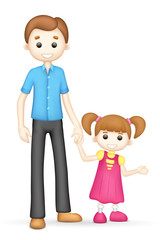 3d Father and Daughter in Vector