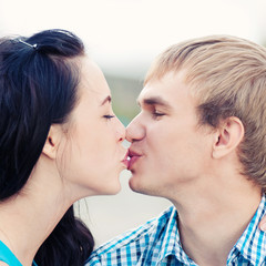 Portrait of a beautiful young happy smiling couple