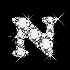 N letter with diamonds bling bling