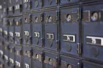 Rows of locked mailbox