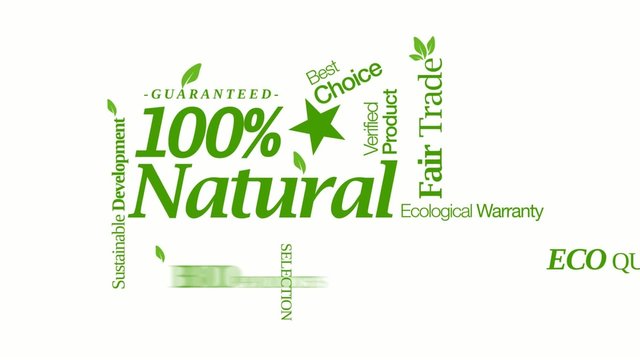 100% natural quality bio ecology green tag cloud video
