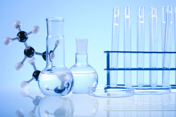 Blue chemistry vials, Laboratory