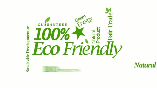 100% eco environmentally friendly nature green tag cloud video