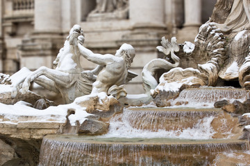 Detail of Trevi Fountain in Rome.