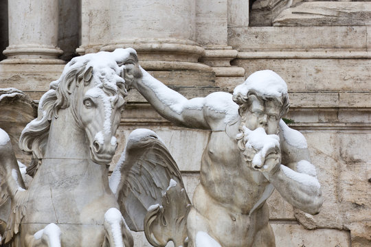 Detail of Trevi Fountain in Rome.