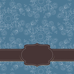 Blue floral vintage card