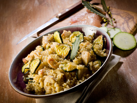 risotto with  chicken chest and zucchinis