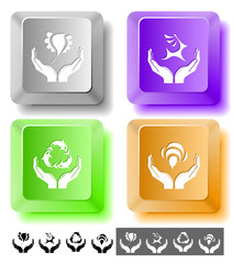 Animal icon set.  Computer keys. Vector illustration.