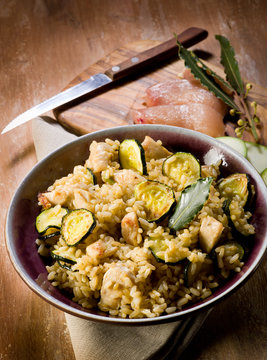 risotto with  chicken chest and zucchinis