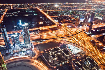 Fototapeta na wymiar Dubai @ Night od Burj Khalifa na szczycie