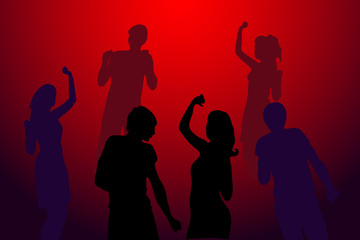 Silhouettes of dancing youth