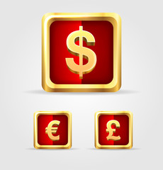 Currency gold icon set