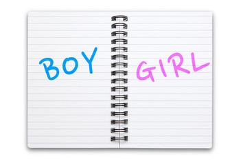 "Boy" and "Girl" written on notepad