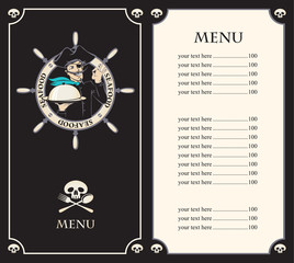 pirate menu with the ship's cook