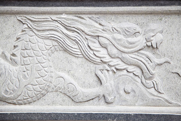 Typical Chinese carven dragon on wall