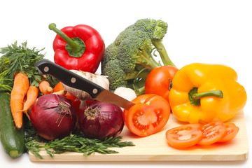 fresh vegetables isolated on white background