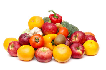 fresh vegetables isolated on white background