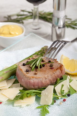 Delicious Beef on arugula salad and parmesan