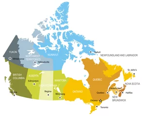 Fotobehang Map of provinces and territories of Canada © Anna