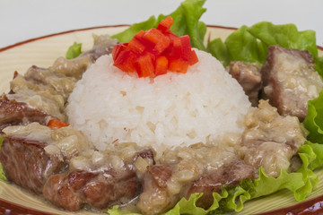 Rice and pork japanese style