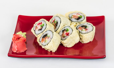 Japanese Cuisine -Tempura Maki Sushi (Deep Fried Roll made of sa