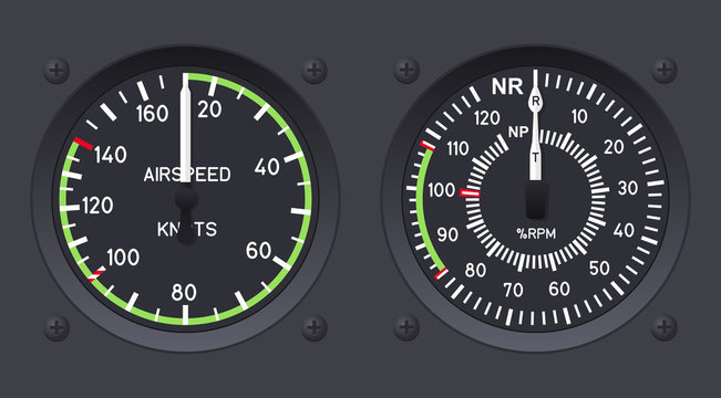 Helicopter airspeed indicators. Vector illustration.