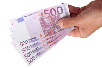 Banknotes in his hand