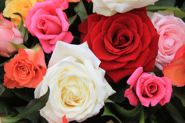 Rose bouquet in bright colors