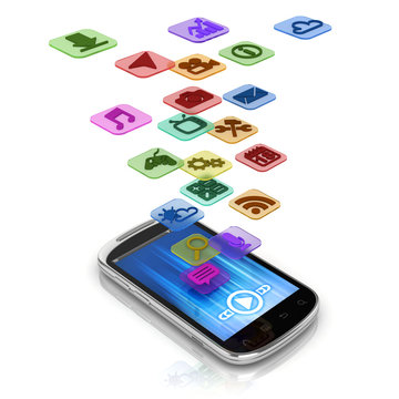app 3d concept - smart phone application icons