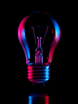 Bulb light in red and blue abstraction