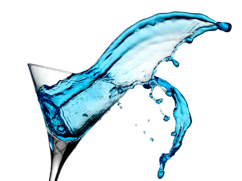 Blue cocktail splash