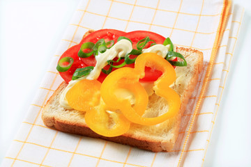Open faced vegetable sandwich