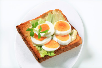 Open faced egg sandwich