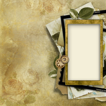 Vintage background with old photo-frame