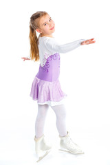 Happy young girl figure skating.Isolated.