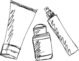 Sketch of Cosmetics dispensers and tube. Vector illustration - 40427229