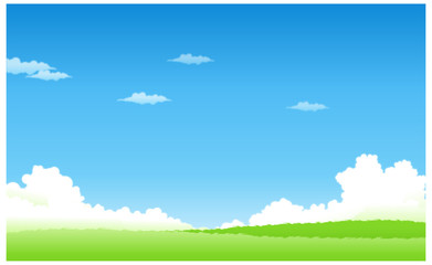Obraz na płótnie Canvas Green landscape with blue sky
