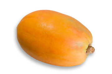 The orange papaya has not been peel on a white background