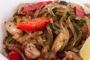 Asian spicy seafood noodle