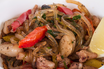 Asian spicy seafood noodle
